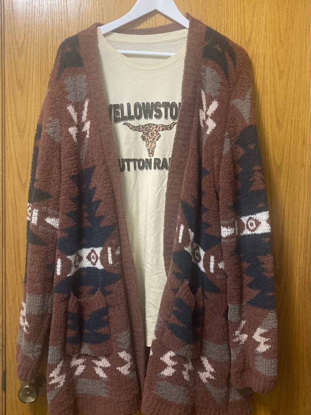 Jodifl Cozy Rust & Gray Aztec Cardigan